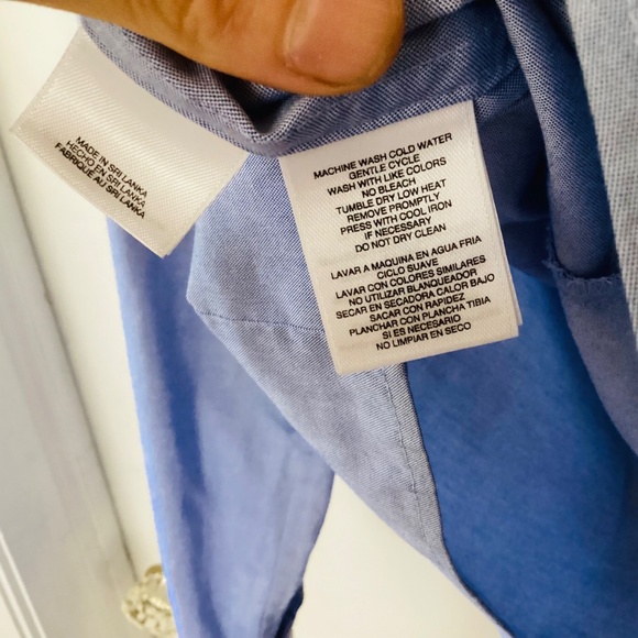 Anne Klein Non-Iron Fitted Button Up Womens L Blue V-neck Collared Blouse Office - Picture 7 of 13